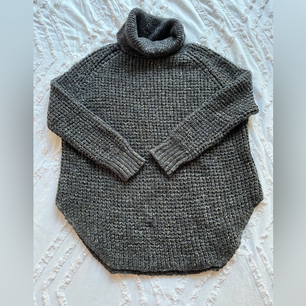 EUC Free People Oversized Black/Charcoal Marled Sweater, Size XS